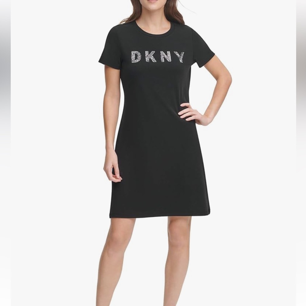 DKNY Black Dress with Silver Accents